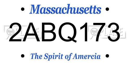 2ABQ173 Massachusetts License Plate