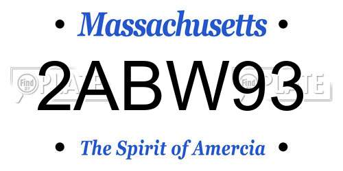 2ABW93 Massachusetts License Plate