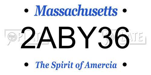 2ABY36 Massachusetts License Plate
