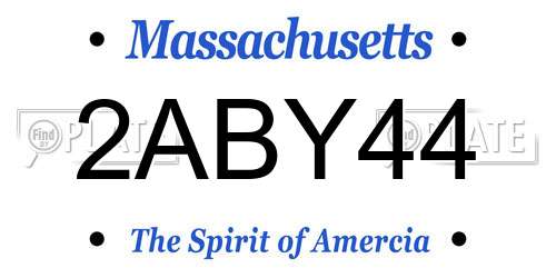 2ABY44 Massachusetts License Plate