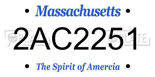 2AC2251 Massachusetts License Plate