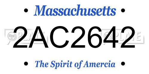 2AC2642 Massachusetts License Plate