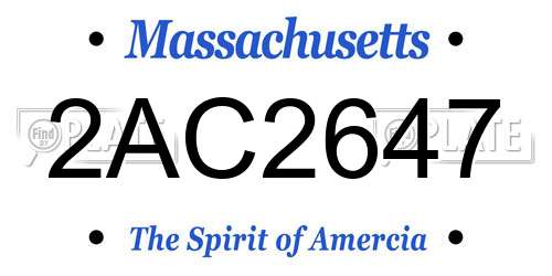 2AC2647 Massachusetts License Plate