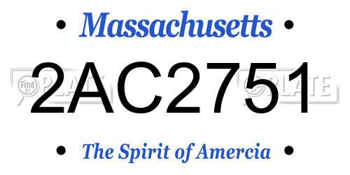 2AC2751 Massachusetts License Plate
