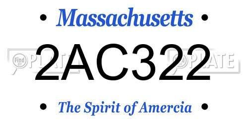 2AC322 Massachusetts License Plate