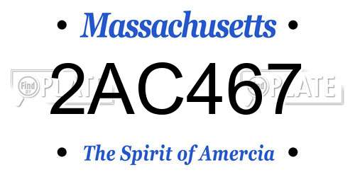 2AC467 Massachusetts License Plate