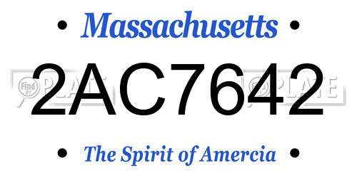 2AC7642 Massachusetts License Plate