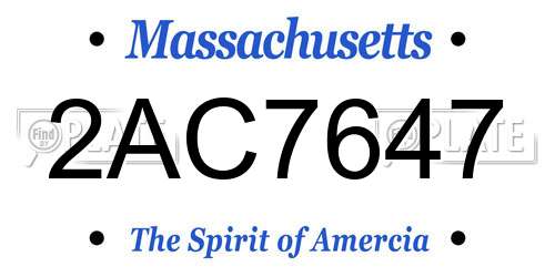 2AC7647 Massachusetts License Plate