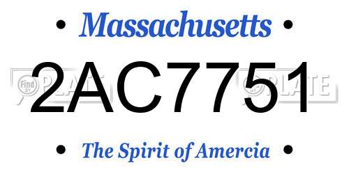 2AC7751 Massachusetts License Plate
