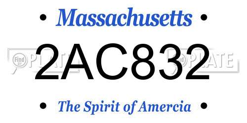 2AC832 Massachusetts License Plate