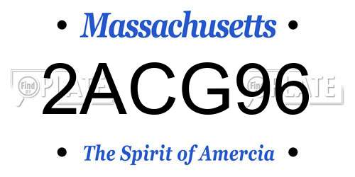 2ACG96 Massachusetts License Plate