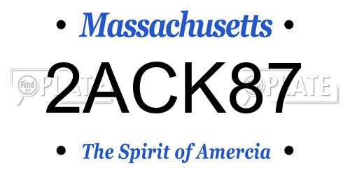 2ACK87 Massachusetts License Plate