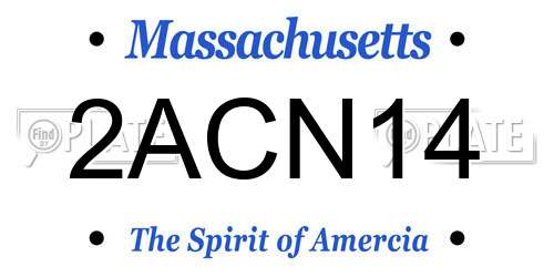 2ACN14 Massachusetts License Plate