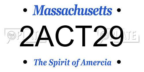 2ACT29 Massachusetts License Plate