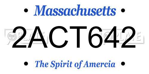 2ACT642 Massachusetts License Plate
