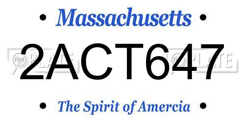 2ACT647 Massachusetts License Plate