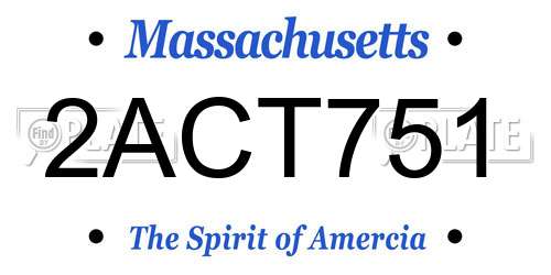 2ACT751 Massachusetts License Plate