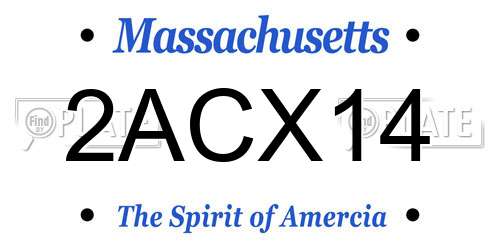 2ACX14 Massachusetts License Plate