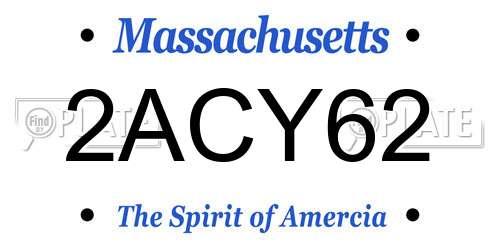 2ACY62 Massachusetts License Plate