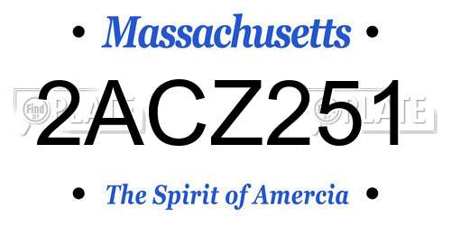 2ACZ251 Massachusetts License Plate