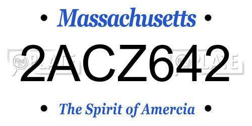 2ACZ642 Massachusetts License Plate