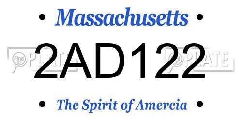 2AD122 Massachusetts License Plate