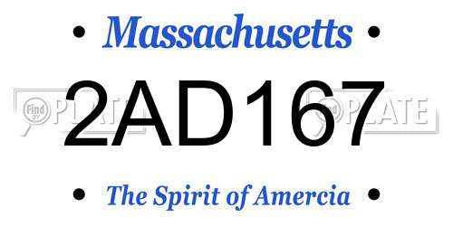 2AD167 Massachusetts License Plate