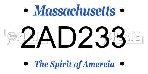 2AD233 Massachusetts License Plate