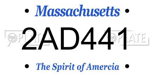 2AD441 Massachusetts License Plate