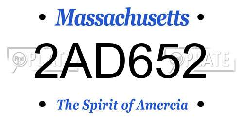 2AD652 Massachusetts License Plate