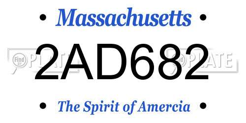 2AD682 Massachusetts License Plate