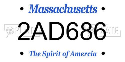 2AD686 Massachusetts License Plate