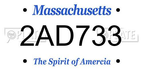 2AD733 Massachusetts License Plate