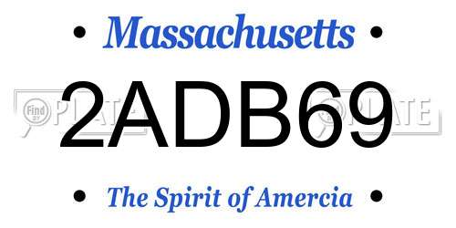 2ADB69 Massachusetts License Plate