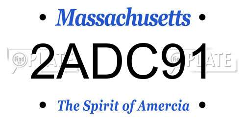 2ADC91 Massachusetts License Plate