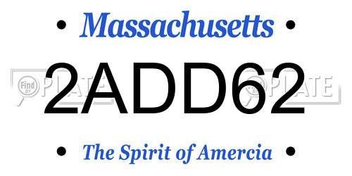2ADD62 Massachusetts License Plate