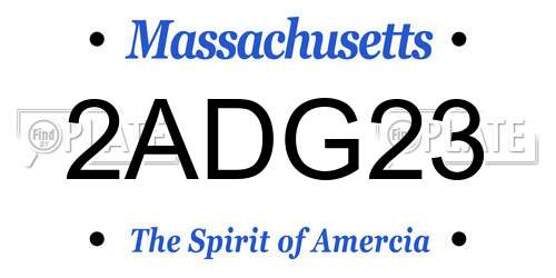 2ADG23 Massachusetts License Plate