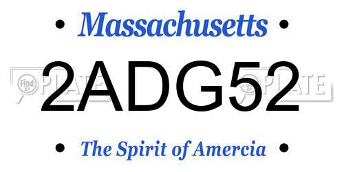 2ADG52 Massachusetts License Plate