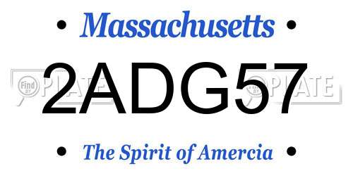 2ADG57 Massachusetts License Plate