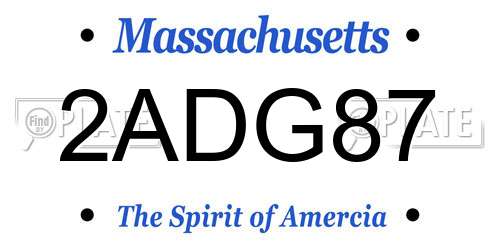 2ADG87 Massachusetts License Plate
