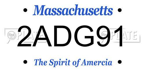 2ADG91 Massachusetts License Plate