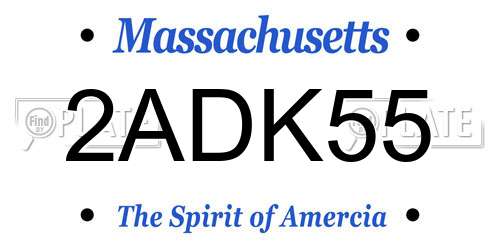 2ADK55 Massachusetts License Plate