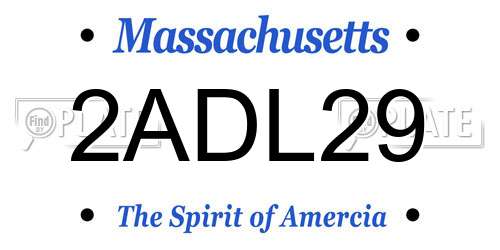2ADL29 Massachusetts License Plate