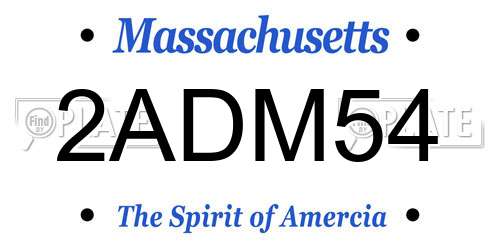 2ADM54 Massachusetts License Plate