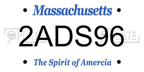 2ADS96 Massachusetts License Plate