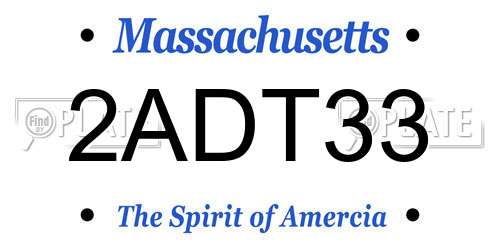 2ADT33 Massachusetts License Plate