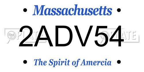2ADV54 Massachusetts License Plate