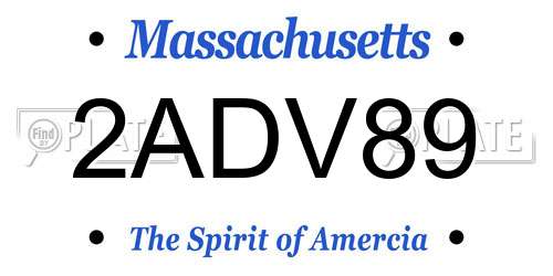 2ADV89 Massachusetts License Plate