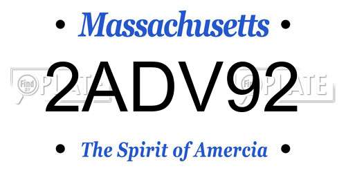 2ADV92 Massachusetts License Plate