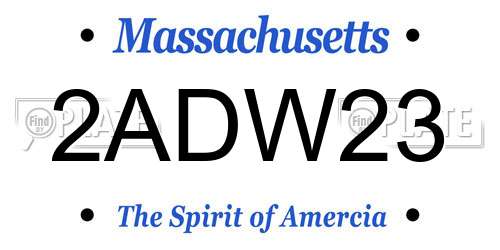 2ADW23 Massachusetts License Plate